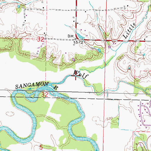 Topographic Map of Wolf Creek, IL