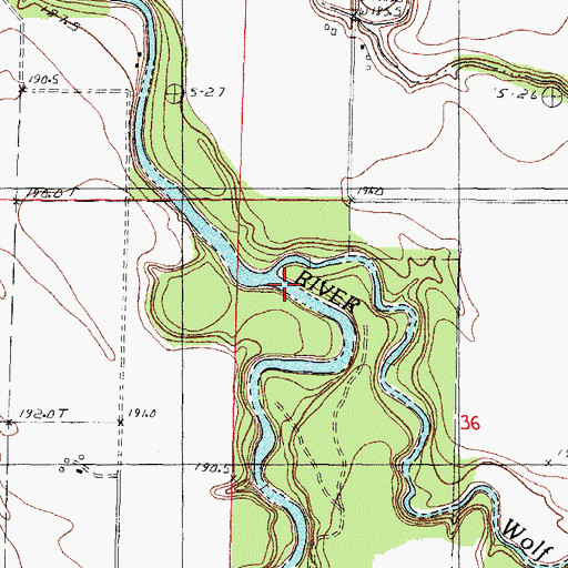 Topographic Map of Wolf Creek, IL
