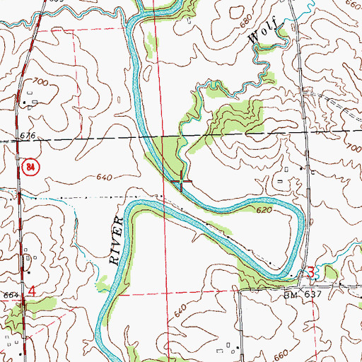 Topographic Map of Wolf Creek, IL