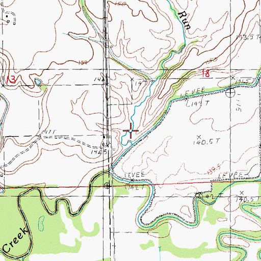 Topographic Map of Wolf Run, IL