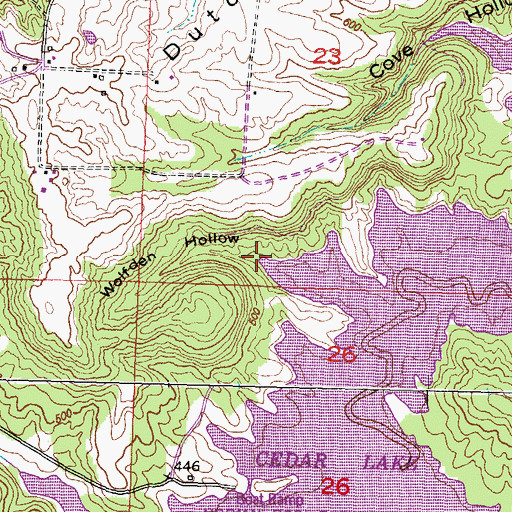 Topographic Map of Wolfden Hollow, IL