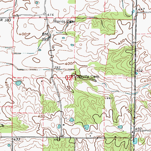 Topographic Map of Wolfe Cemetery, IL