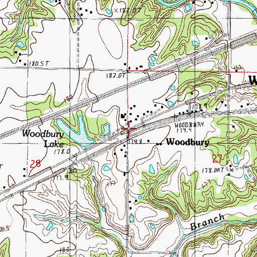 Topographic Map of Woodbury, IL