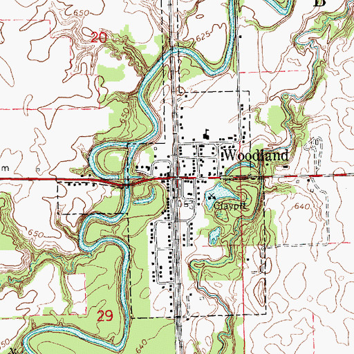 Topographic Map of Woodland, IL