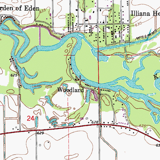 Topographic Map of Woodland, IL