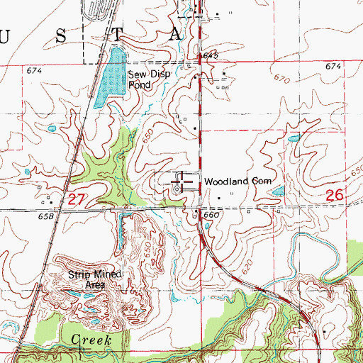 Topographic Map of Woodland City Cemetery, IL