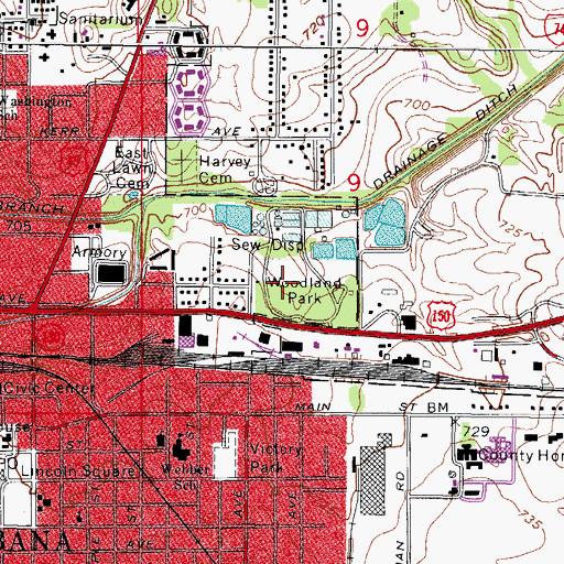 Topographic Map of Woodland Park, IL