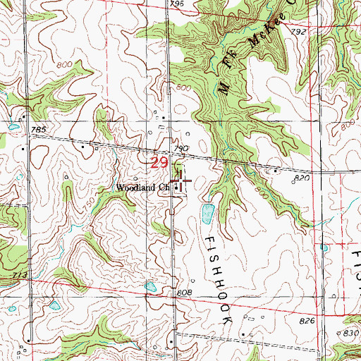 Topographic Map of Woodland School (historical), IL