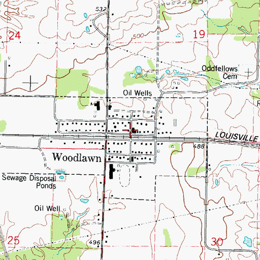 Topographic Map of Woodlawn, IL