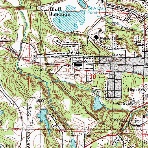 Topographic Map of Woodlawn Cemetery, IL