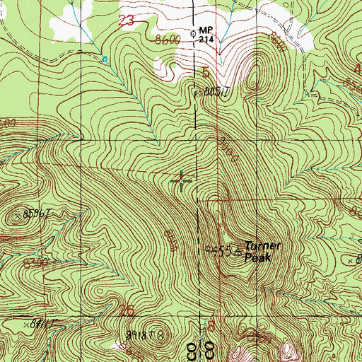 Topographic Map of Turner Peak, AZ