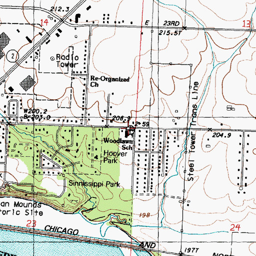 Topographic Map of Woodlawn School, IL