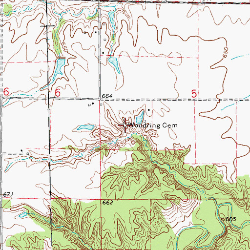 Topographic Map of Woodring Cemetery, IL