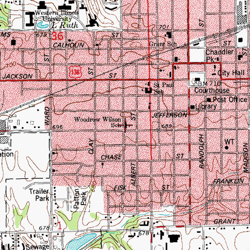 Topographic Map of Wilson Elementary School, IL