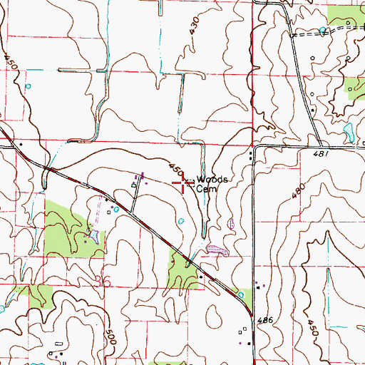 Topographic Map of Woods Family Cemetery, IL