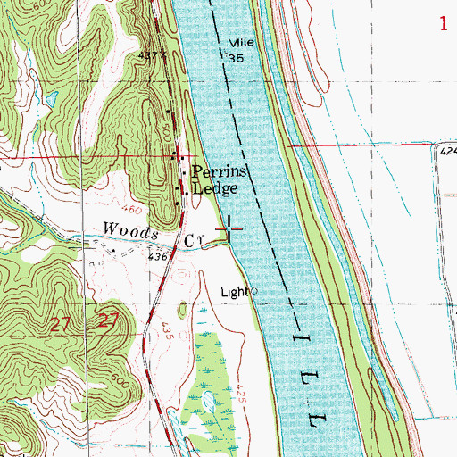 Topographic Map of Woods Creek, IL