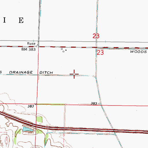 Topographic Map of Woods Drainage Ditch, IL