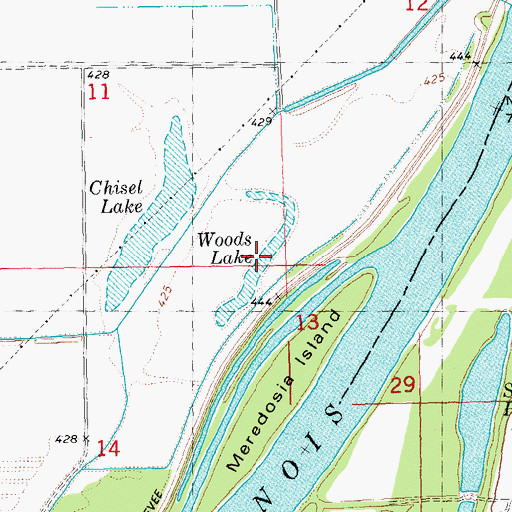 Topographic Map of Woods Lake, IL