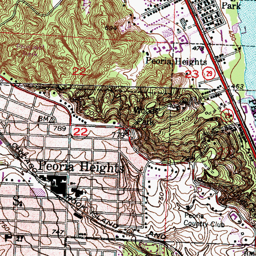 Topographic Map of Woods Park, IL