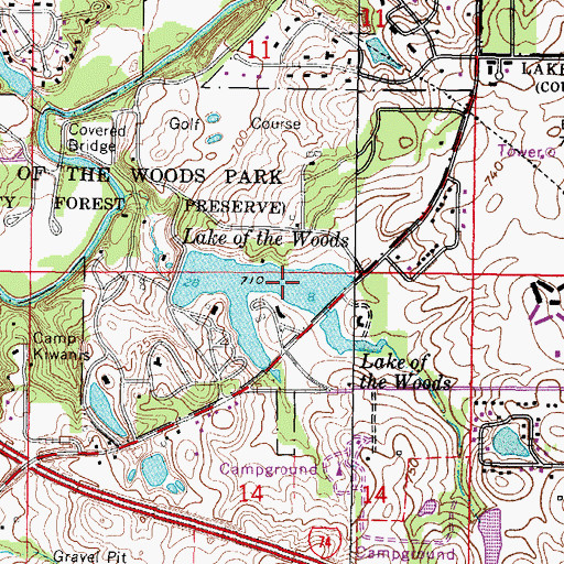 Topographic Map of Lake of the Woods, IL