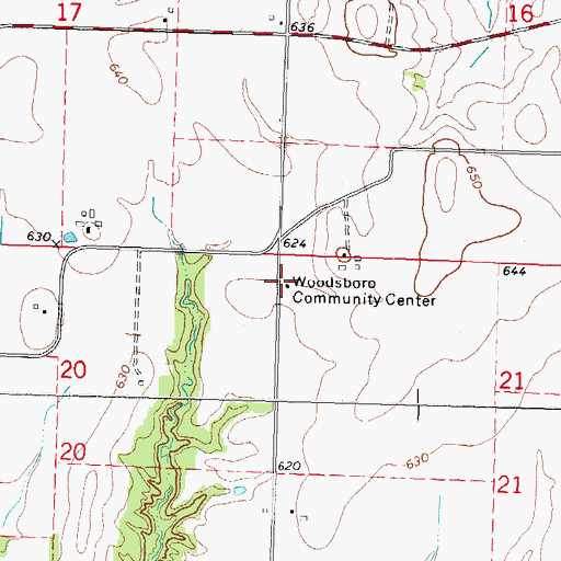 Topographic Map of Woodsboro Community Center, IL