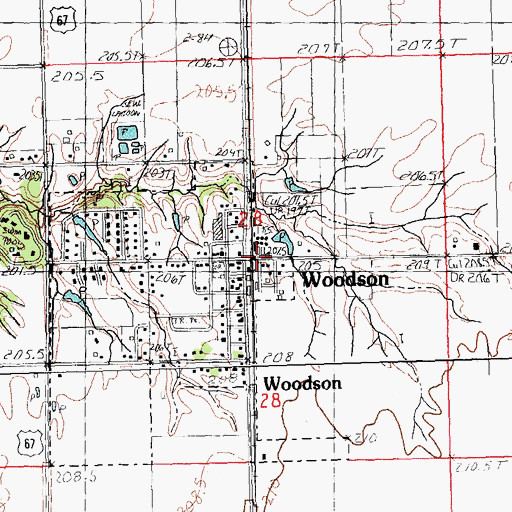 Topographic Map of Woodson, IL