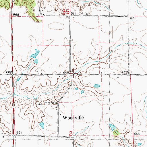 Topographic Map of Woodville School (historical), IL