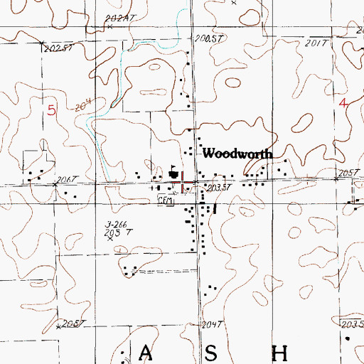 Topographic Map of Woodworth, IL