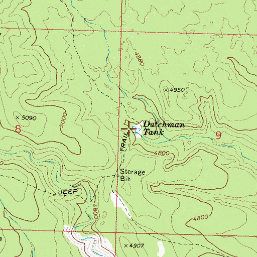 Topographic Map of Dutchman Tank, AZ