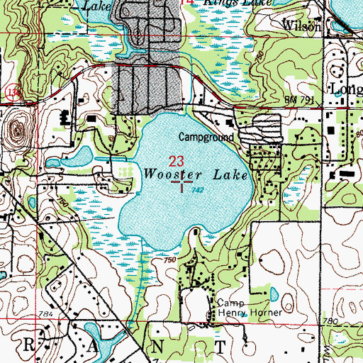 Topographic Map of Wooster Lake, IL