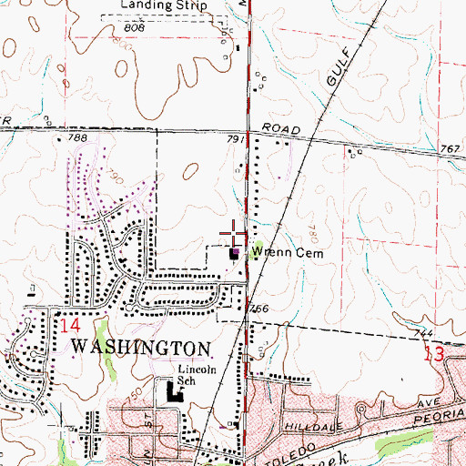 Topographic Map of Wrenn Cemetery, IL