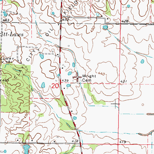 Topographic Map of Wright Cemetery, IL