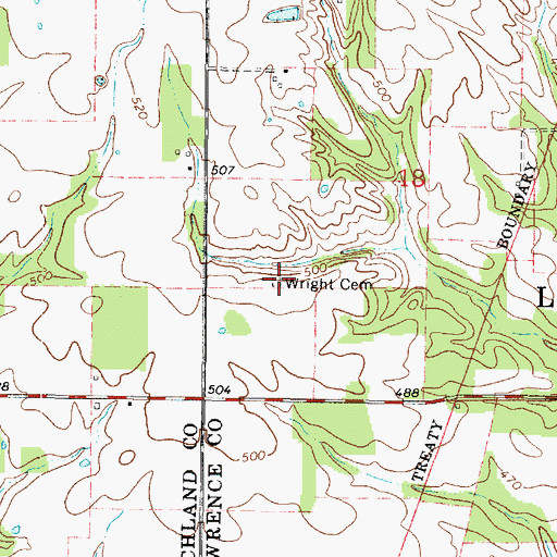 Topographic Map of Wright Cemetery, IL