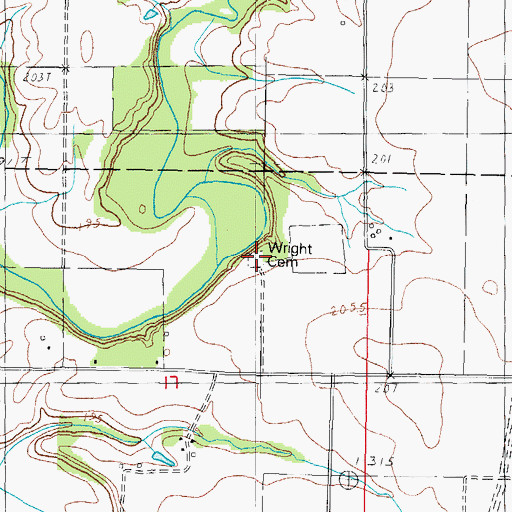 Topographic Map of Pea Cemetery, IL