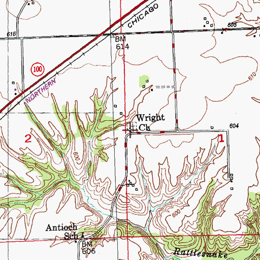 Topographic Map of Wright Church, IL