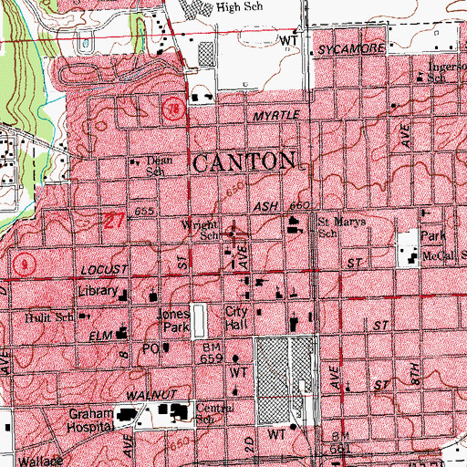 Topographic Map of Wright School (historical), IL