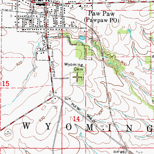 Topographic Map of Wyoming Cemetery, IL
