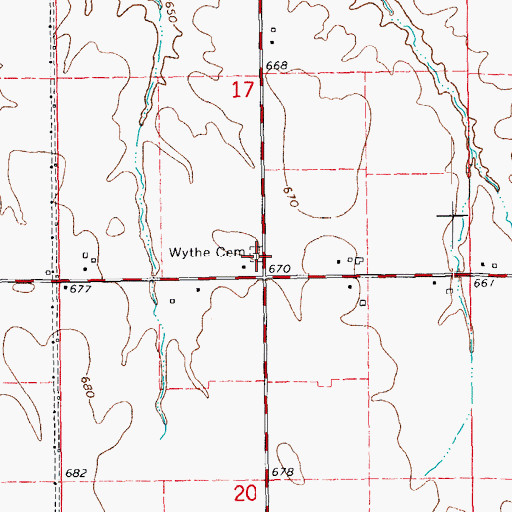 Topographic Map of Wythe Presbyterian Cemetery, IL