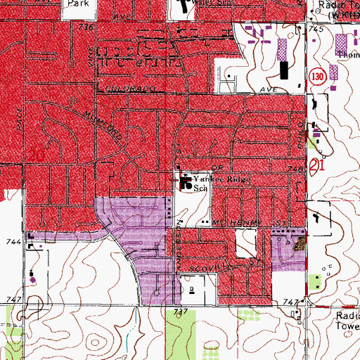 Topographic Map of Yankee Ridge Elementary School, IL