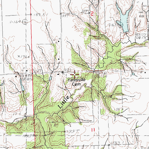 Topographic Map of Yatesville Cemetery, IL