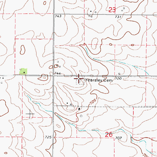 Topographic Map of Yearsley Cemetery, IL