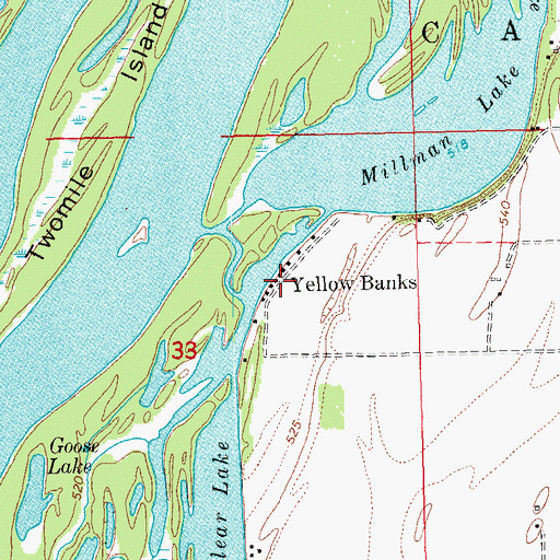 Topographic Map of Yellow Banks, IL