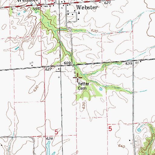 Topographic Map of Yetter Cemetery, IL