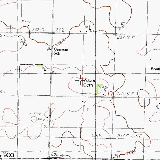 Topographic Map of Yoder Cemetery, IL