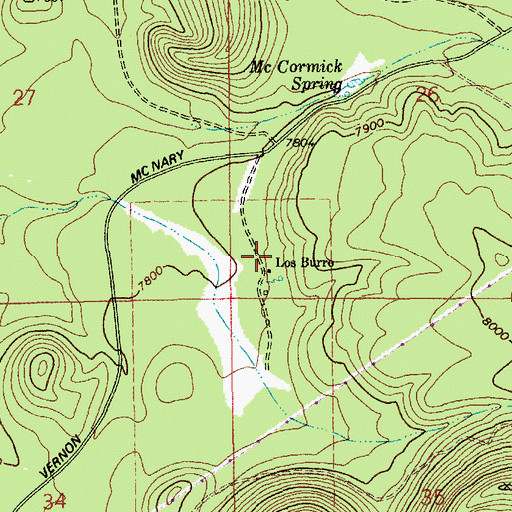 Topographic Map of Los Burros Ranger Office, AZ
