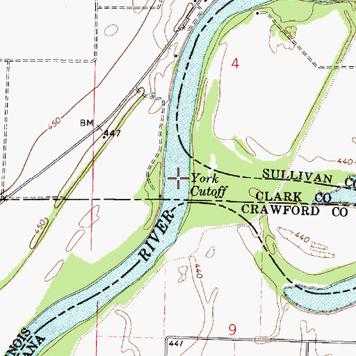 Topographic Map of York Cutoff, IL