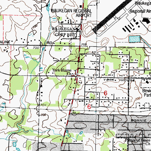 Topographic Map of York House Church, IL