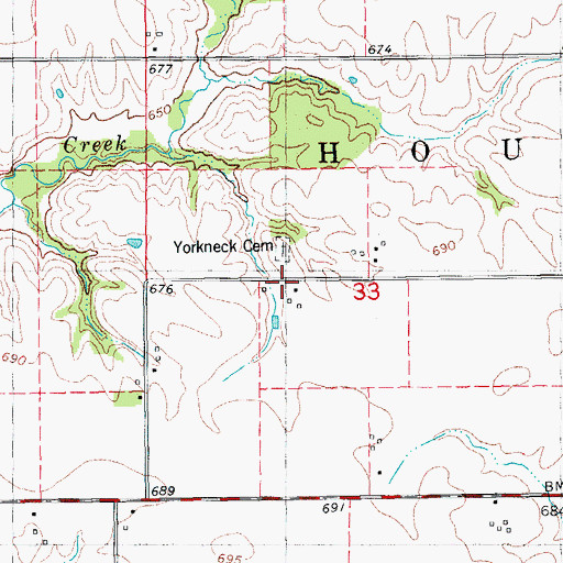 Topographic Map of Yorknic Church (historical), IL