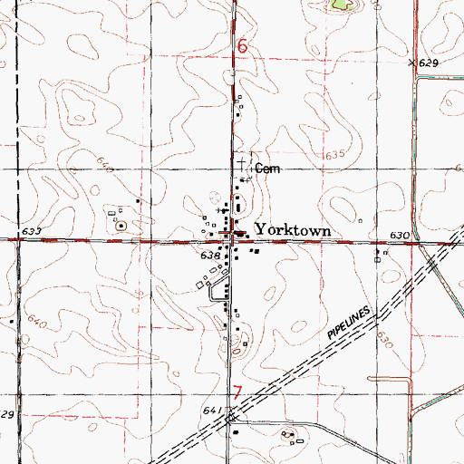 Topographic Map of Yorktown, IL