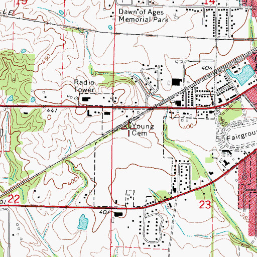 Topographic Map of Young Cemetery, IL